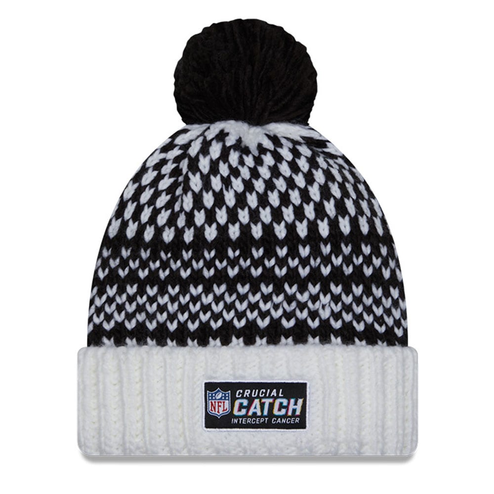 Baltimore Ravens Women's Black/White 2023 Crucial Catch Cuffed Pom Knit Hat