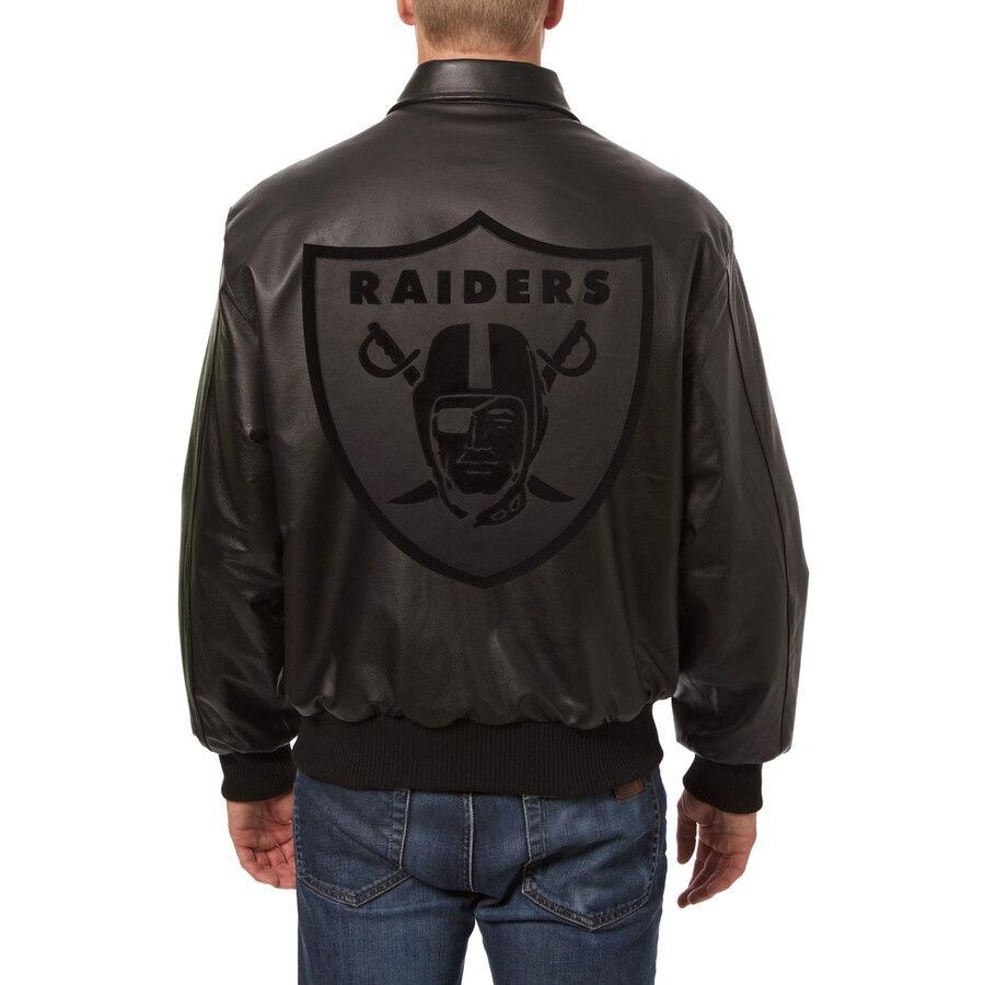 LAS VEGAS RAIDERS JH DESIGN TONAL LEATHER JACKET - BLACK