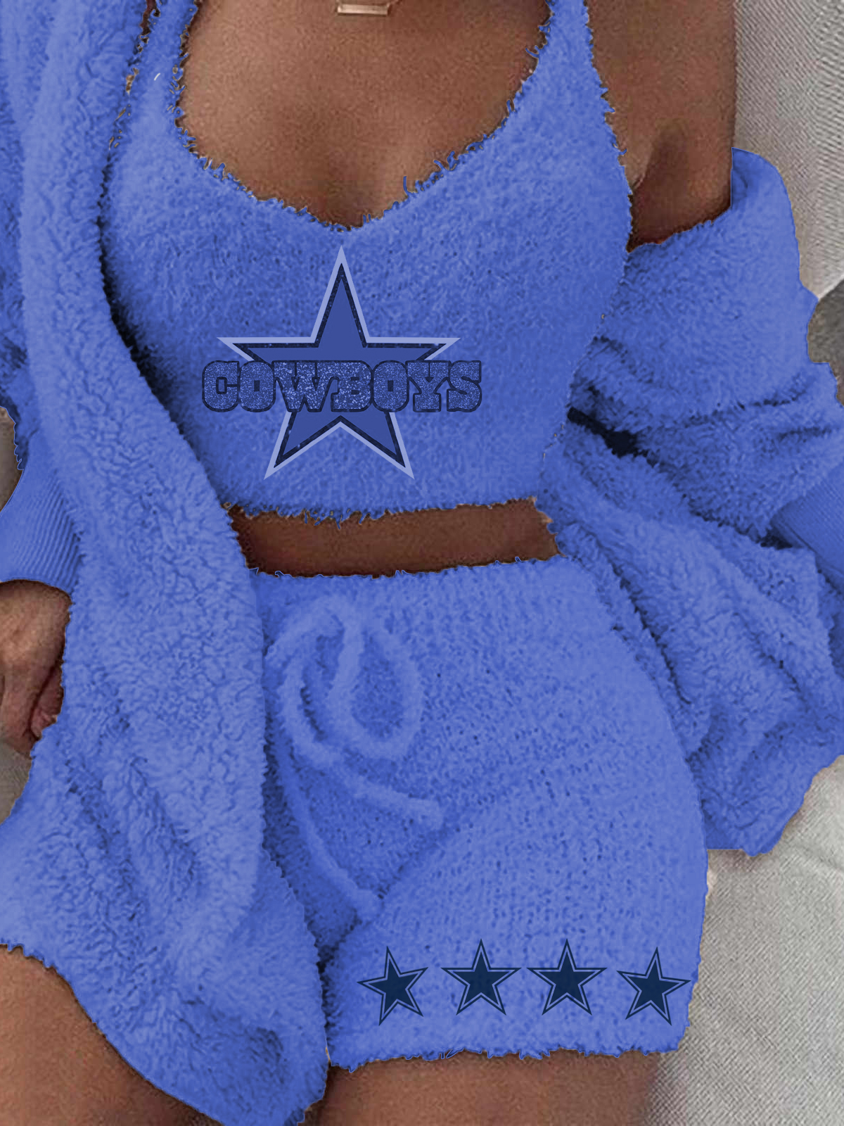 Dallas Cowboys Hooded Cardigan Shorts Vest 3-Piece Suit