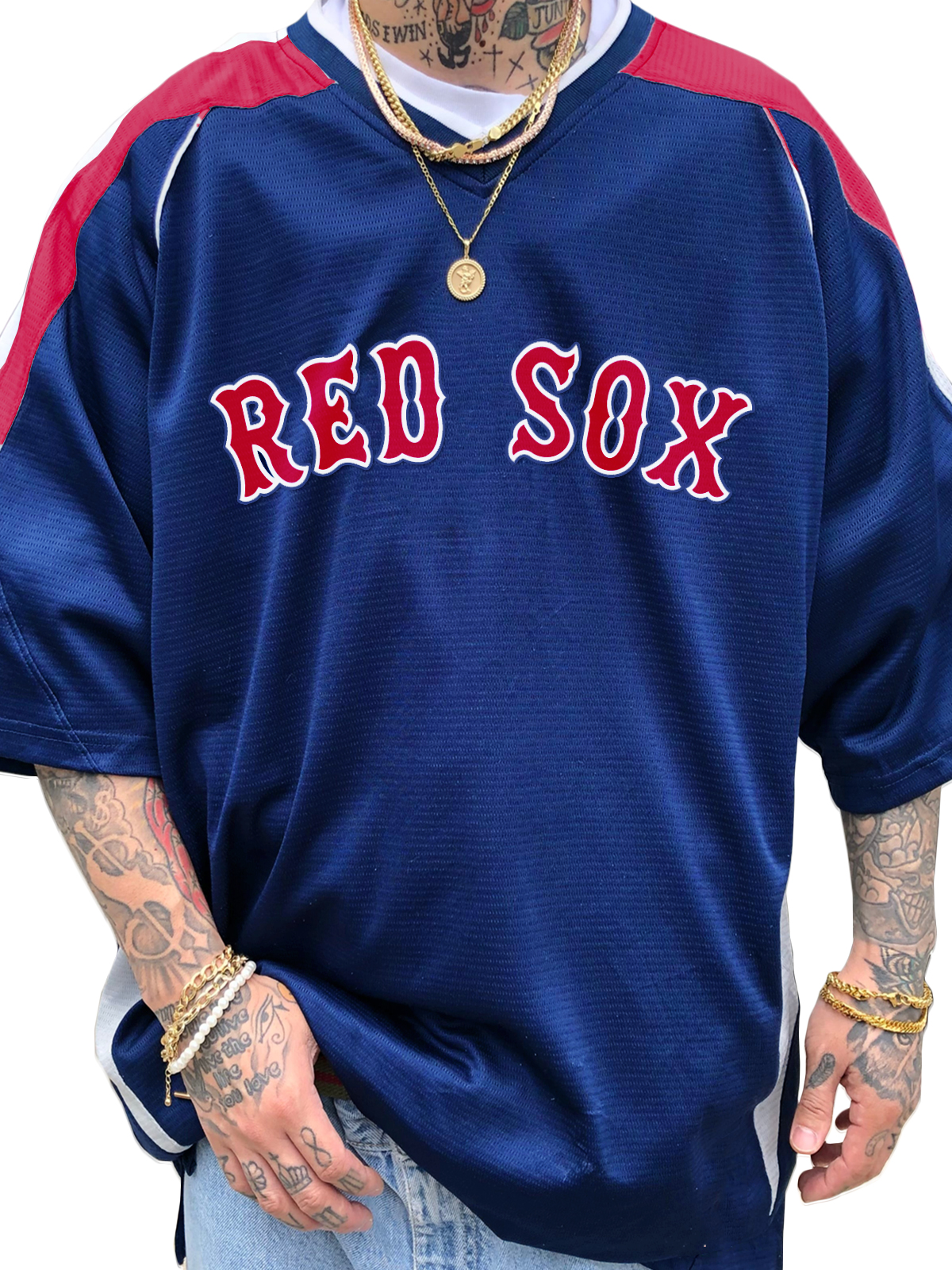 Boston Red Sox Short Sleeve V-Neck Jersey Shirt
