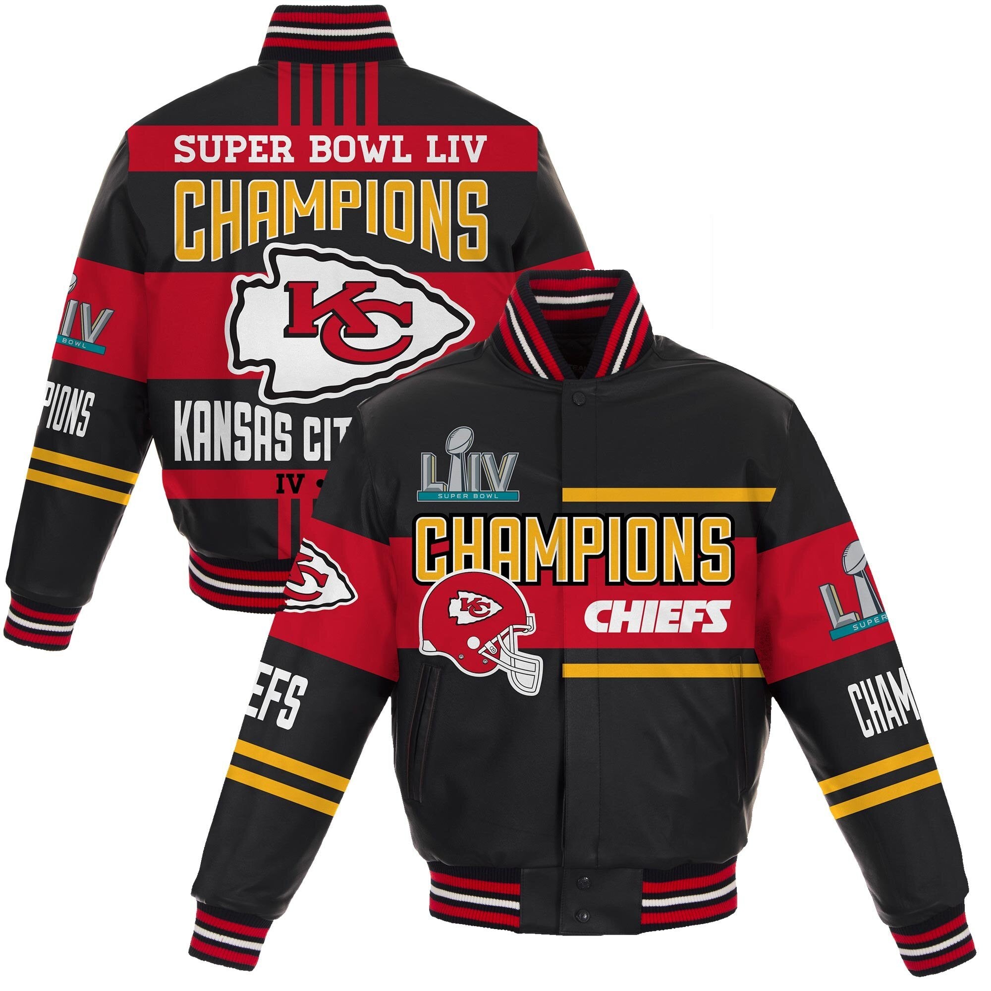 KANSAS CITY CHIEFS SUPER BOWL LIV CHAMPIONS ALL LAMBSKIN LEATHER JACKET