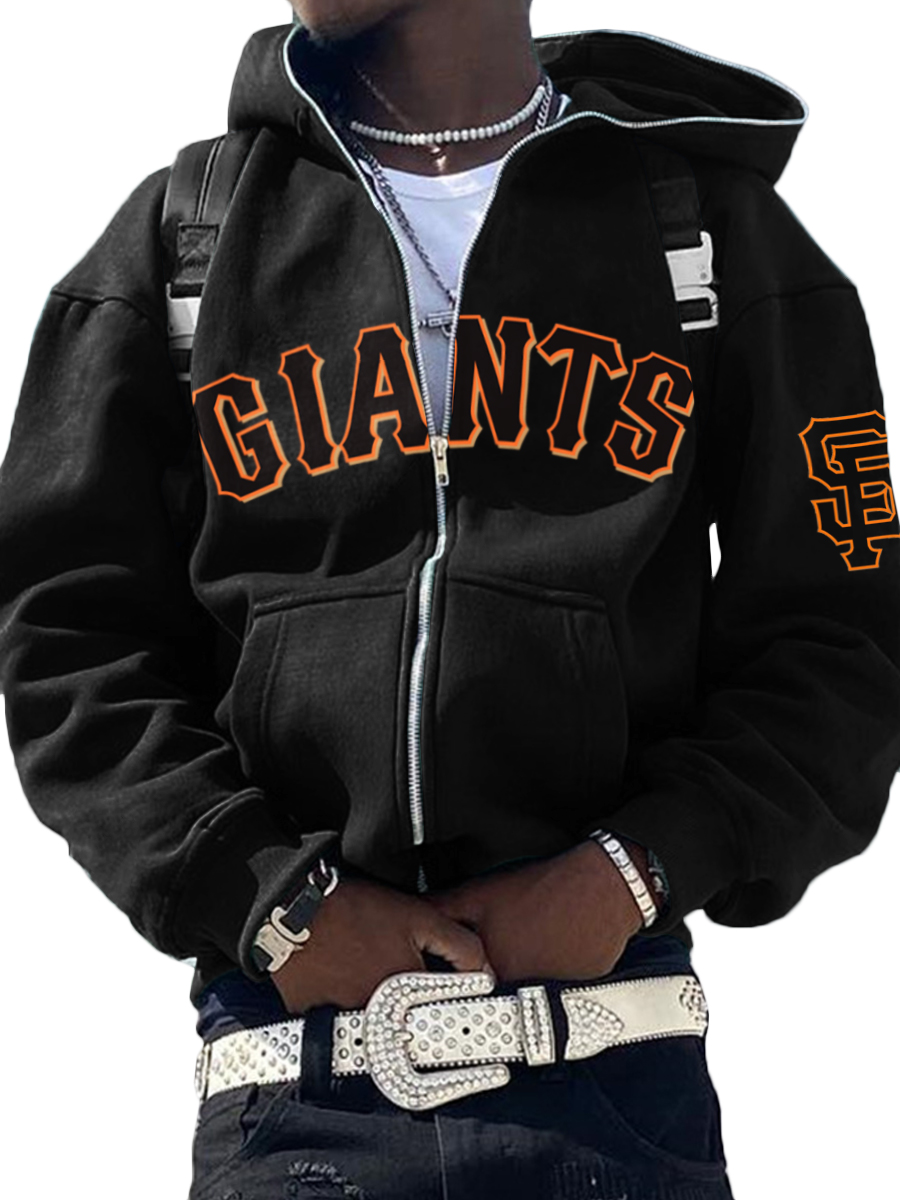 San Francisco Giants MLB Men's Casual Zipper Hooded Sweatshirts