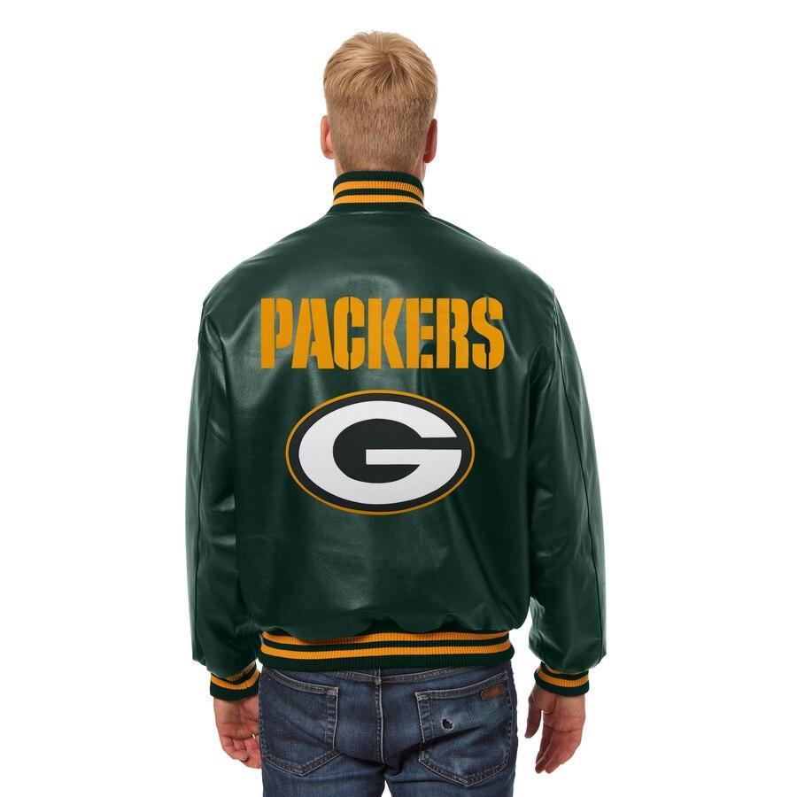 GREEN BAY PACKERS JH DESIGN LEATHER JACKET - GREEN
