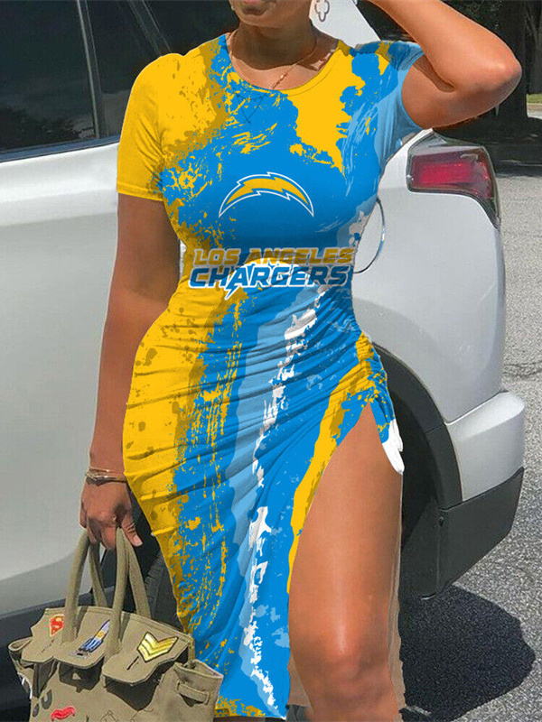 Los Angeles Chargers Women's Slit Bodycon Dress