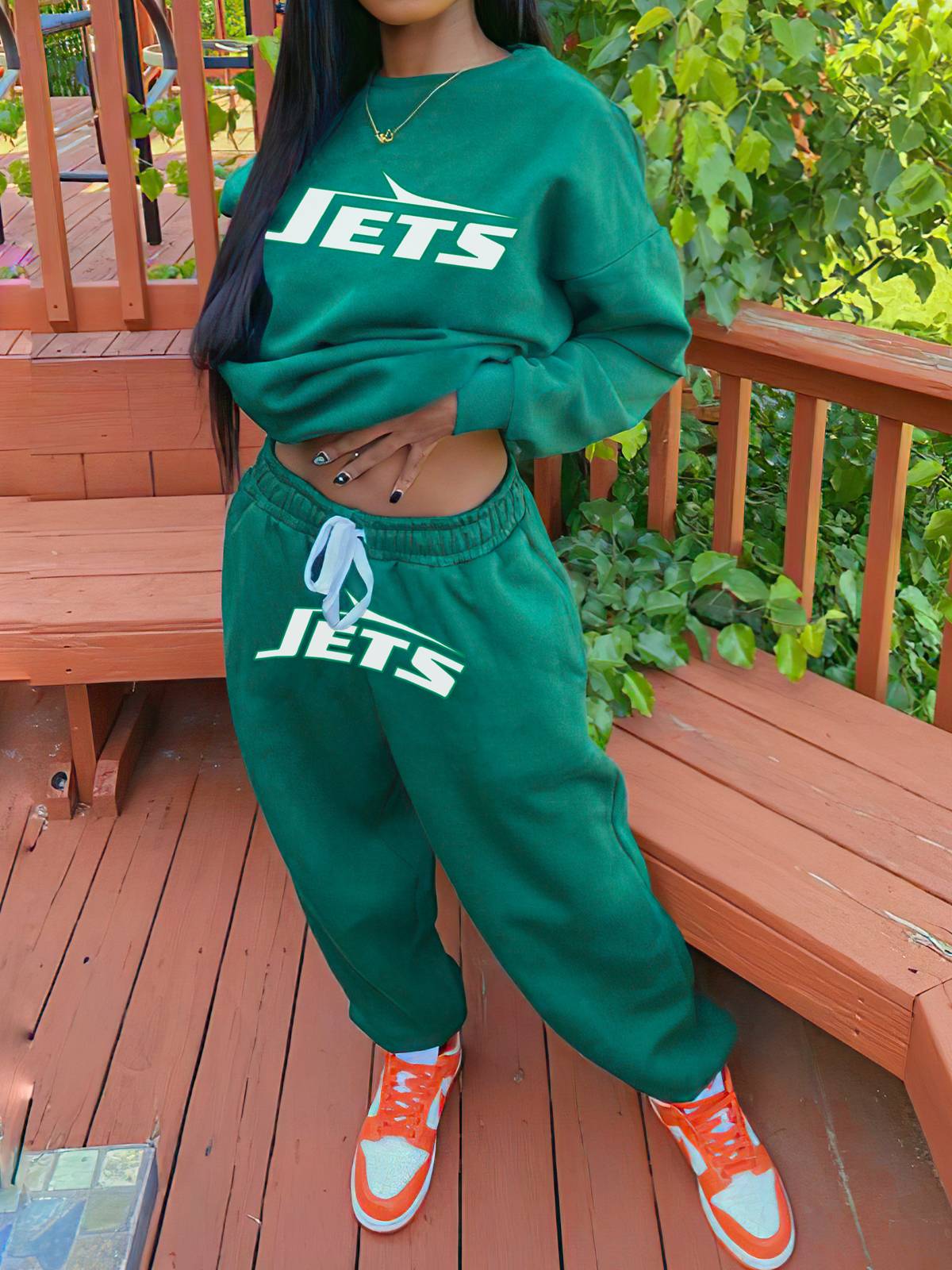 New York Jets Sports Sweatshirt Two-Piece Suit