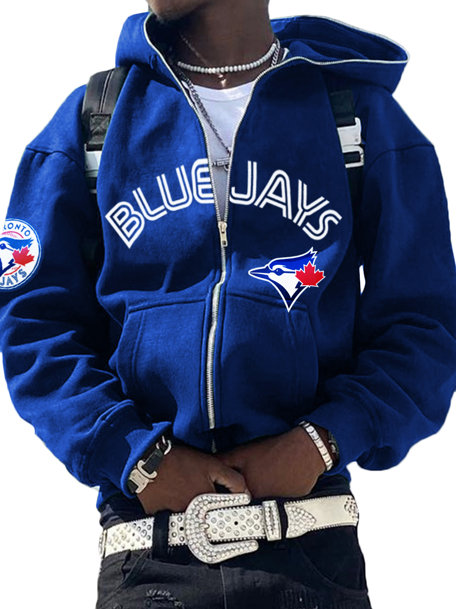 Toronto Blue Jays MLB Men's Casual Zipper Hooded Sweatshirts