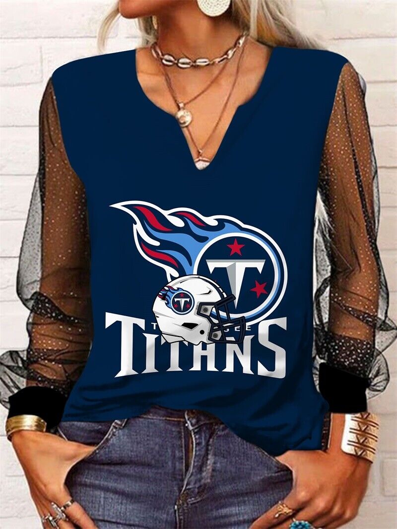 Tennessee Titans Long Sleeve V-neck Lace Shirt