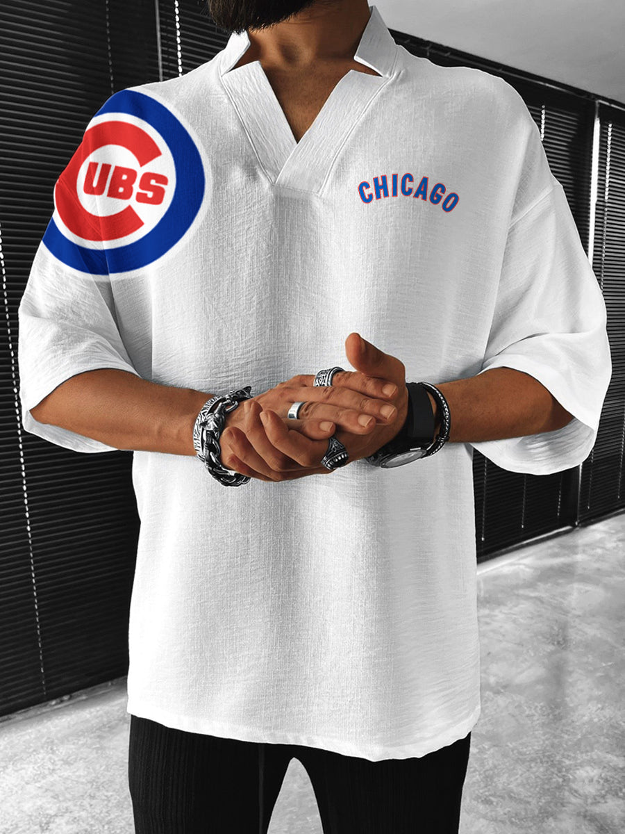 Chicago Cubs MLB Men's Comfortable V-Neck Short Sleeve Top