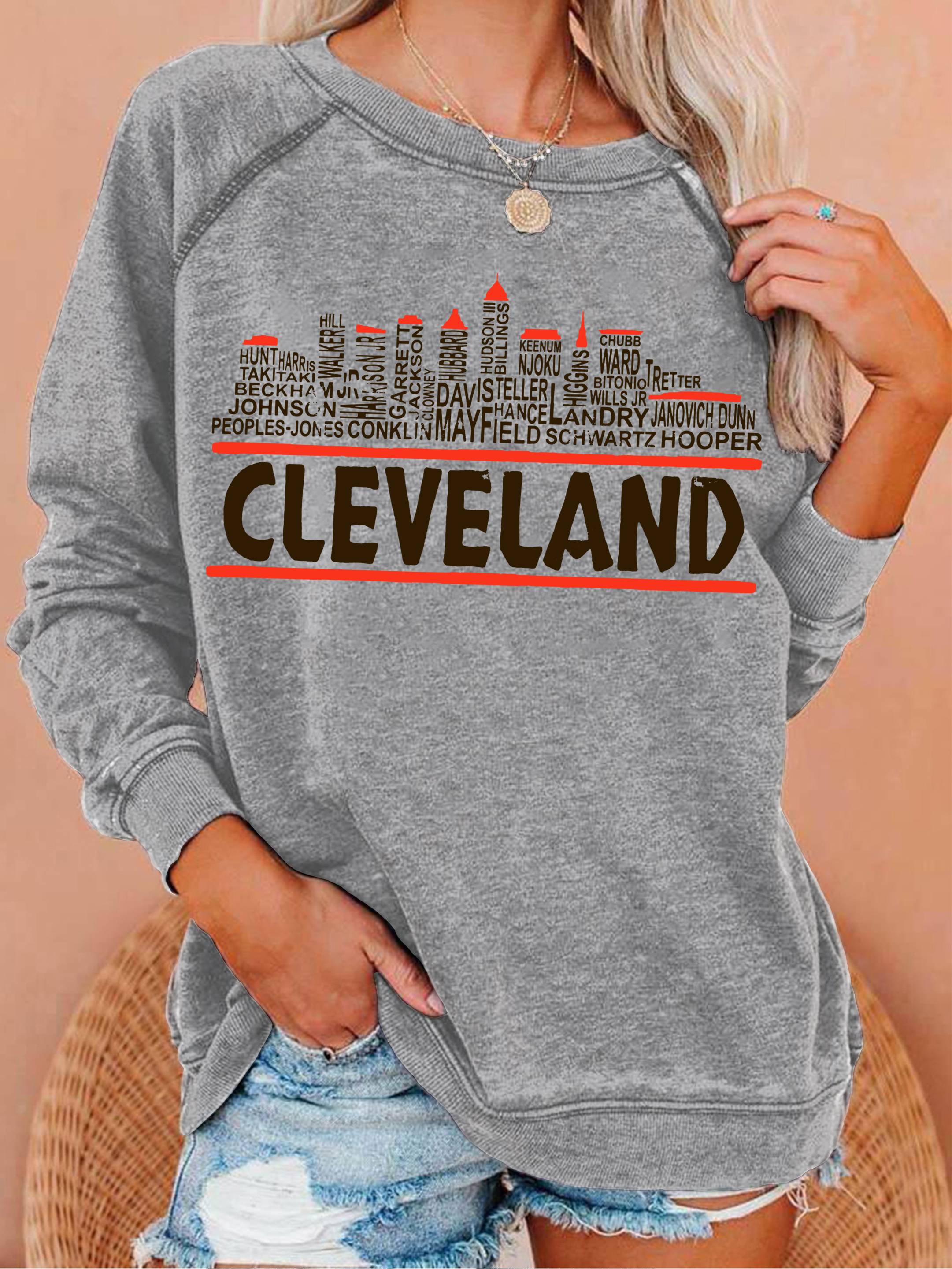 Cleveland Browns Neutral Vintage Print Crew Neck Pullover Sweatshirt