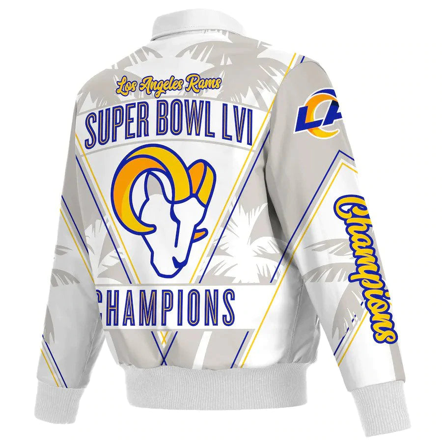 Los Angeles Rams Super Bowl LVI Champions Leather Full-Snap Jacket-Gray/White