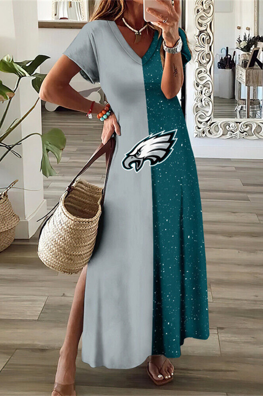 Philadelphia Eagles V-Neck Sexy Side Slit Long Dress