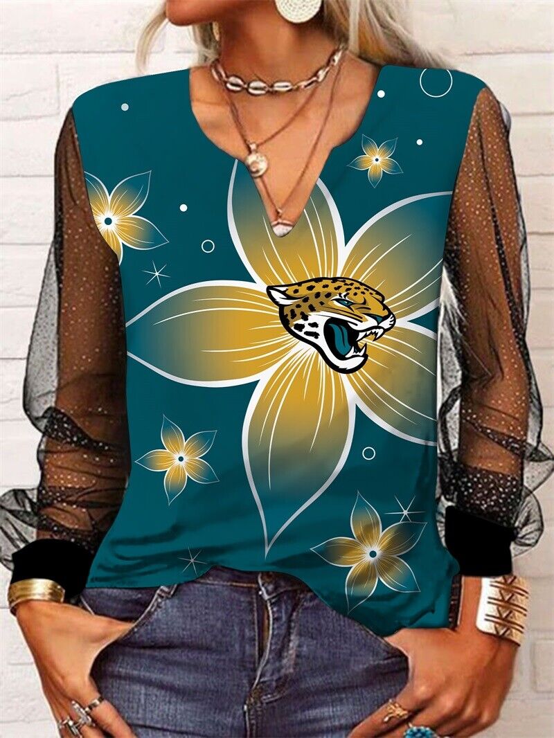 Jacksonville Jaguars Long Sleeve V-neck Lace Shirt