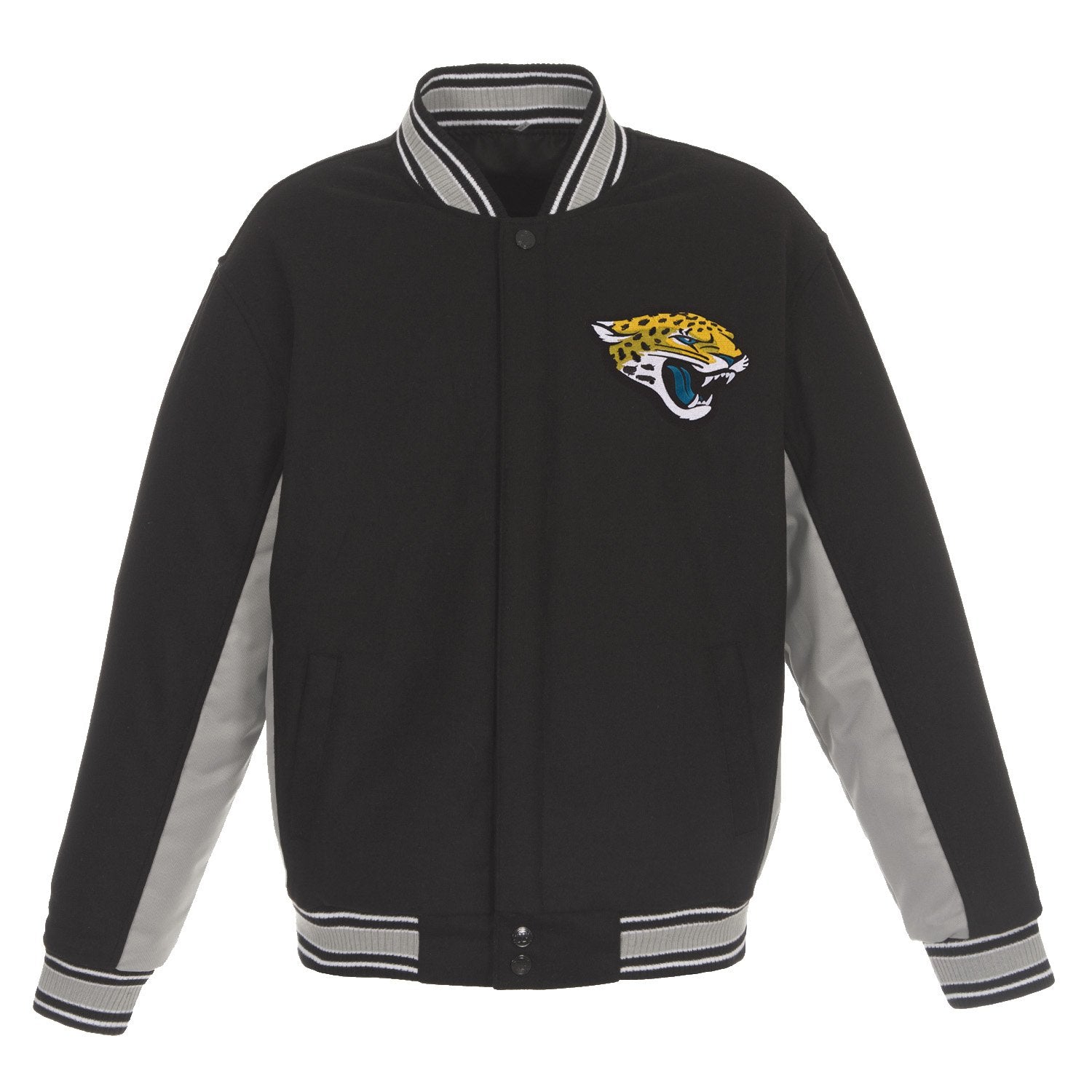JACKSONVILLE JAGUARS JH DESIGN WOOL REVERSIBLE FULL-SNAP JACKET – BLACK