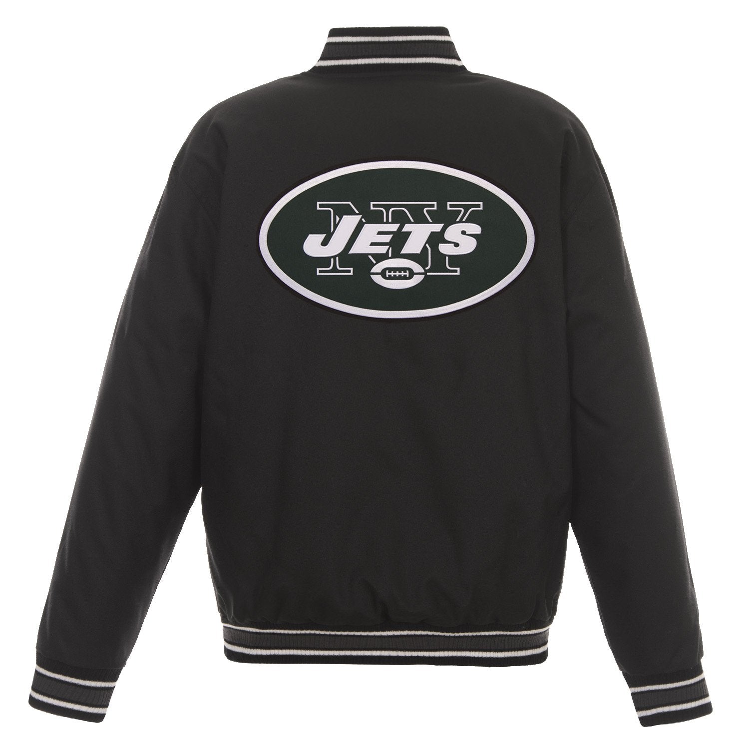 NEW YORK JETS POLY TWILL VARSITY JACKET - BLACK