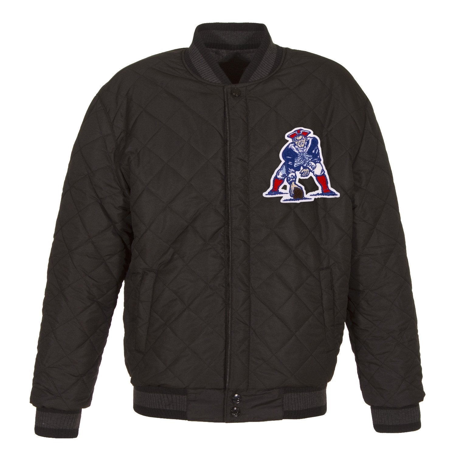 NEW ENGLAND PATRIOTS WOOL & LEATHER THROWBACK REVERSIBLE JACKET - CHARCOAL