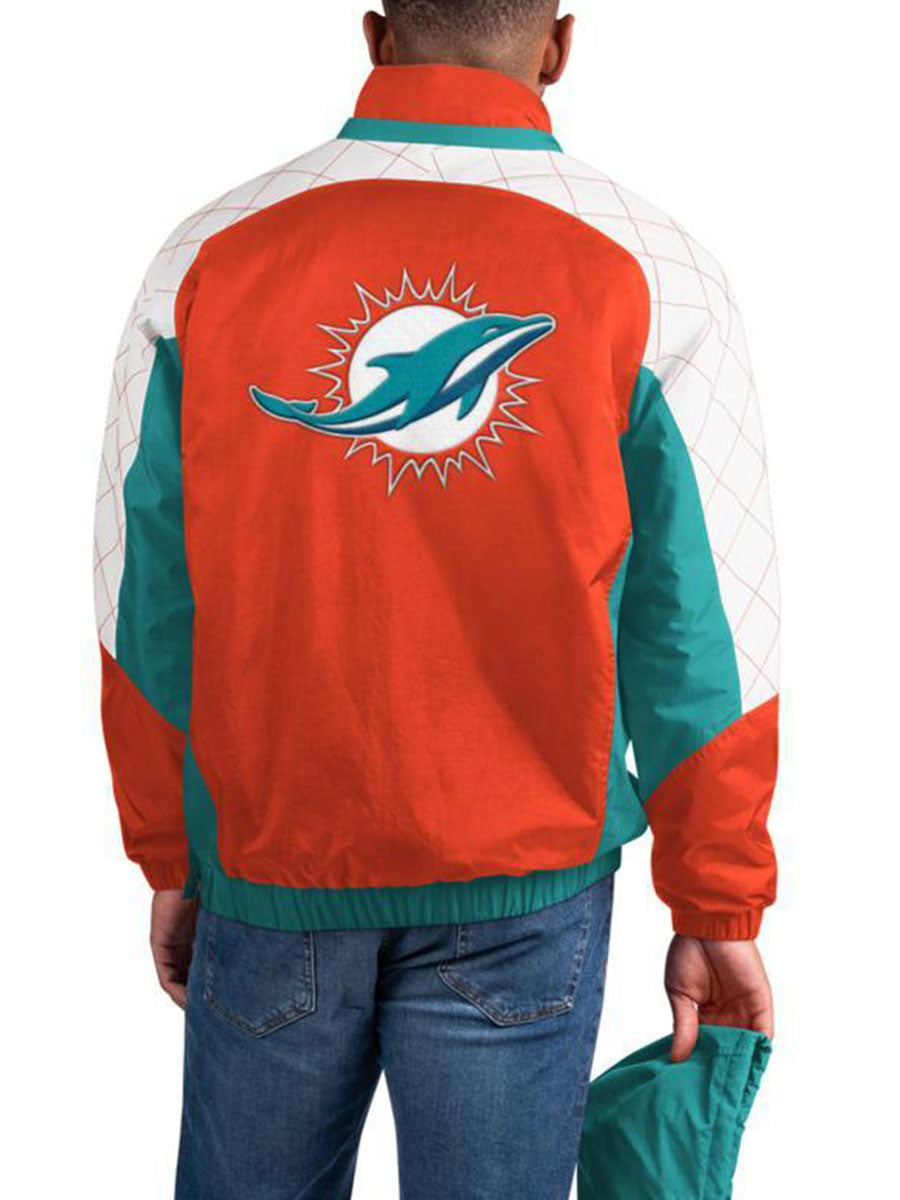 Miami Dolphins Check Half-Snap Pullover Jacket