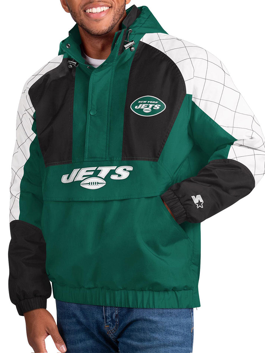 New York Jets Check Half-Snap Pullover Jacket