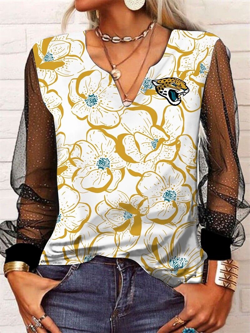 Jacksonville Jaguars Long Sleeve V-neck Lace Shirt
