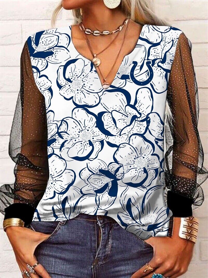 Indianapolis Colts Long Sleeve V-neck Lace Shirt