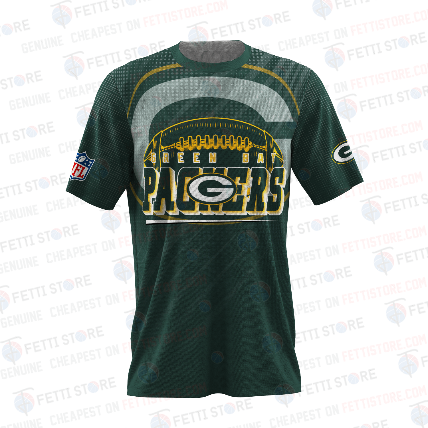 Green Bay Packers American Football Pattern 3D T-Shirt