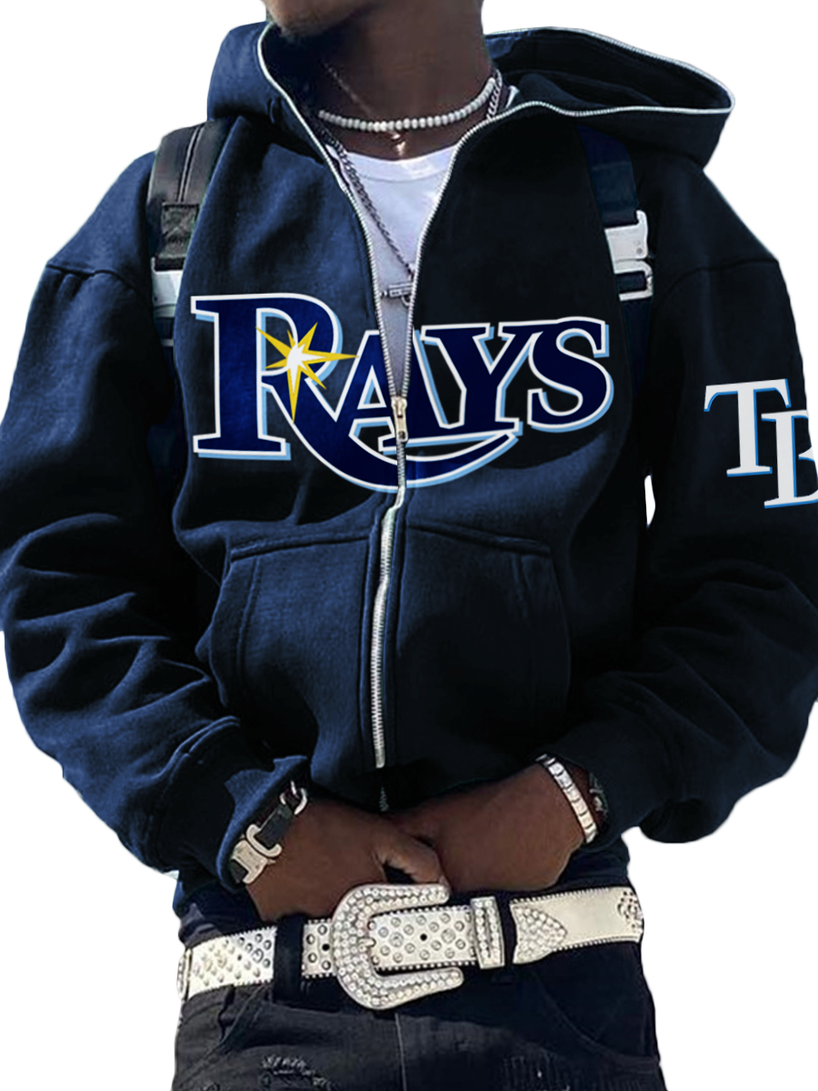Tampa Bay Rays MLB Men's Casual Zipper Hooded Sweatshirts