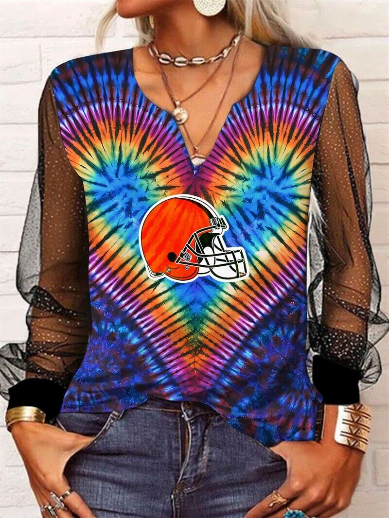 Cleveland Browns Long Sleeve V-neck Lace Shirt