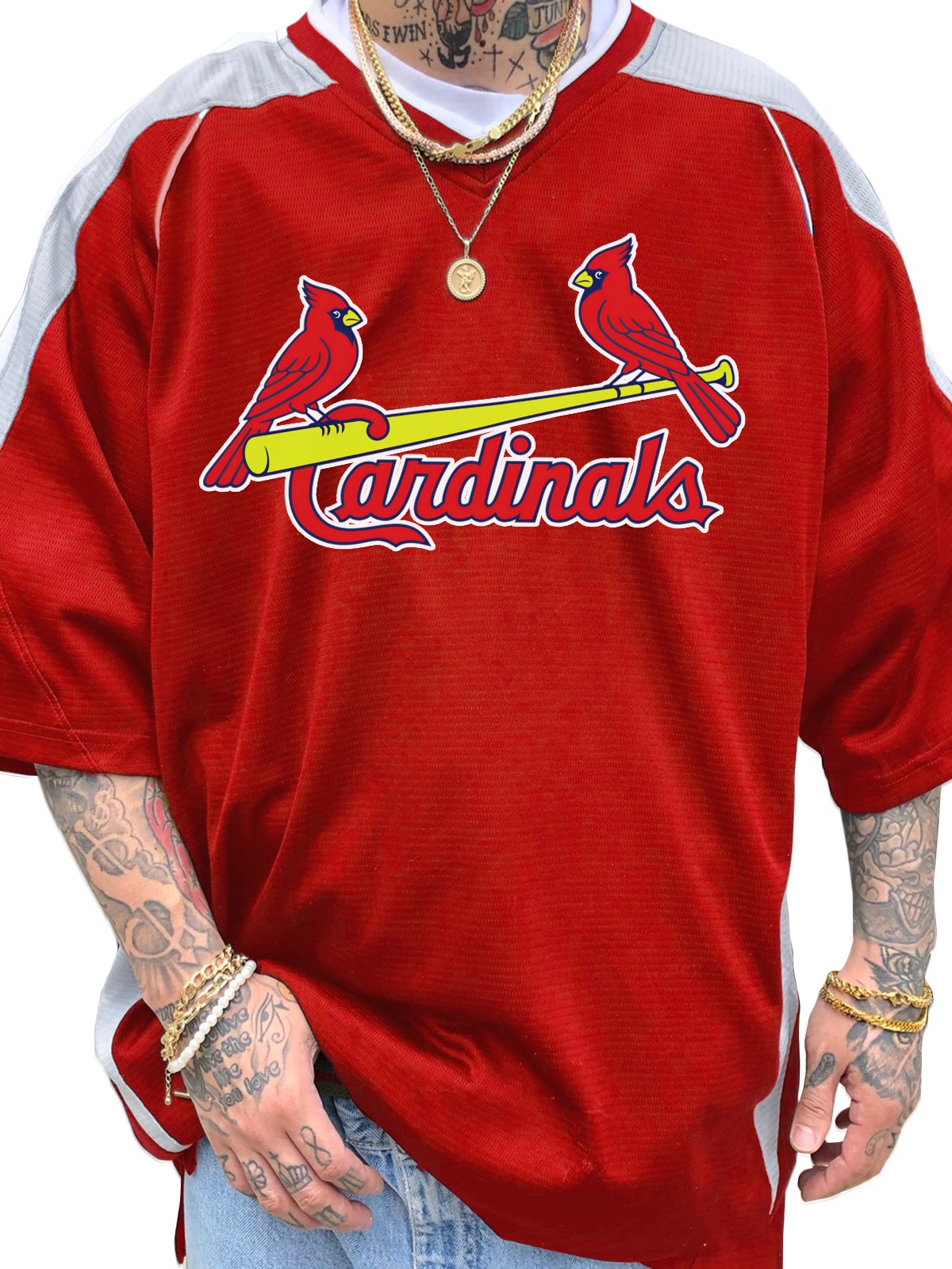 St. Louis Cardinals Short Sleeve V-Neck Jersey Shirt