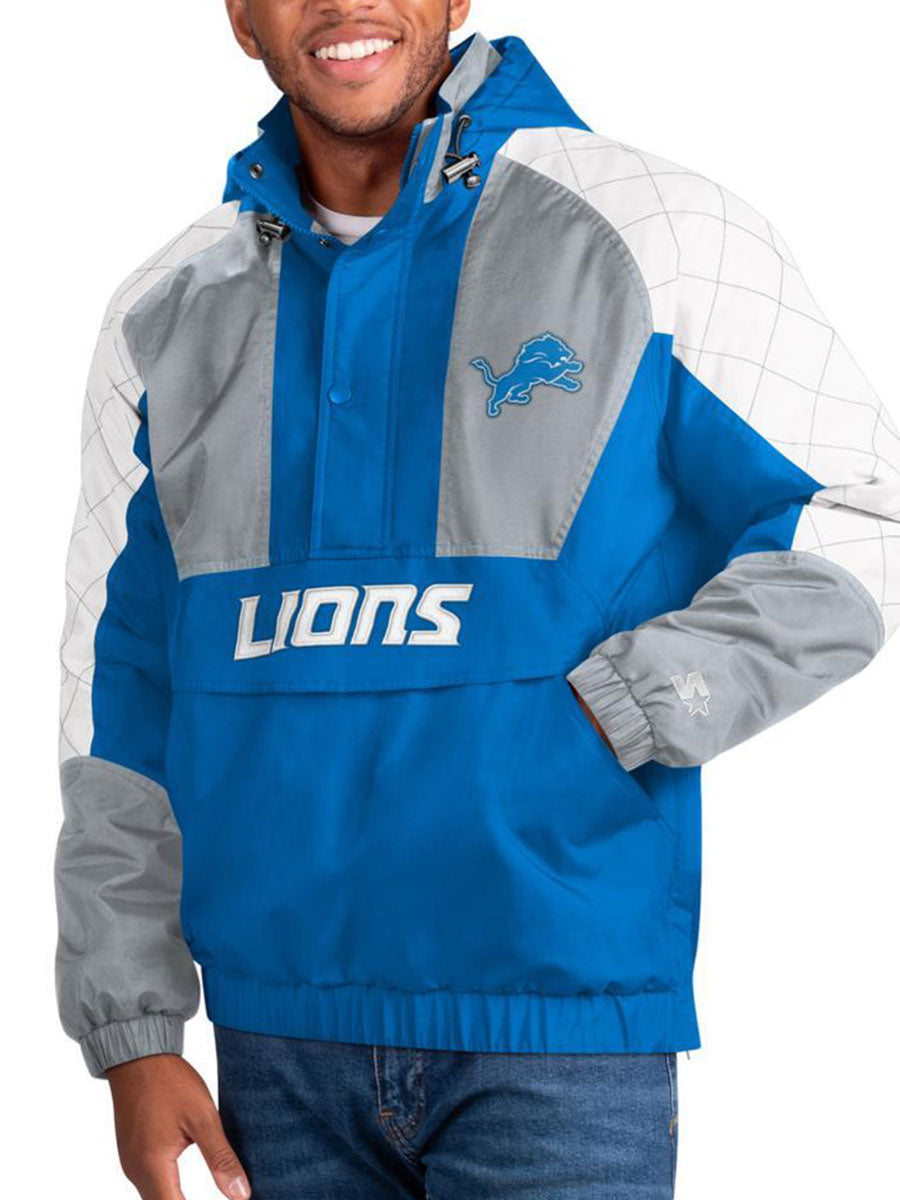 Detroit Lions Check Half-Snap Pullover Jacket