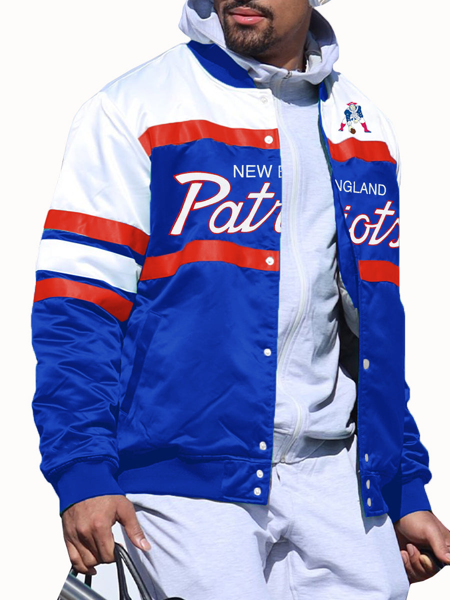 New England Patriots NESpecial Script Heavyweight Satin Jacket