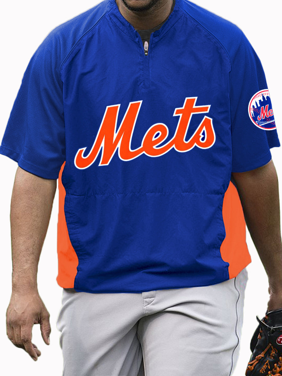 New York Mets MLB Men's Raglan Short Sleeve Sports Top
