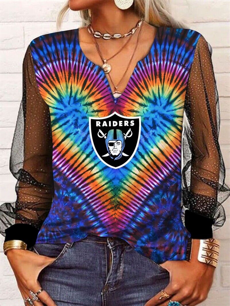 Las Vegas Raiders Long Sleeve V-neck Lace Shirt
