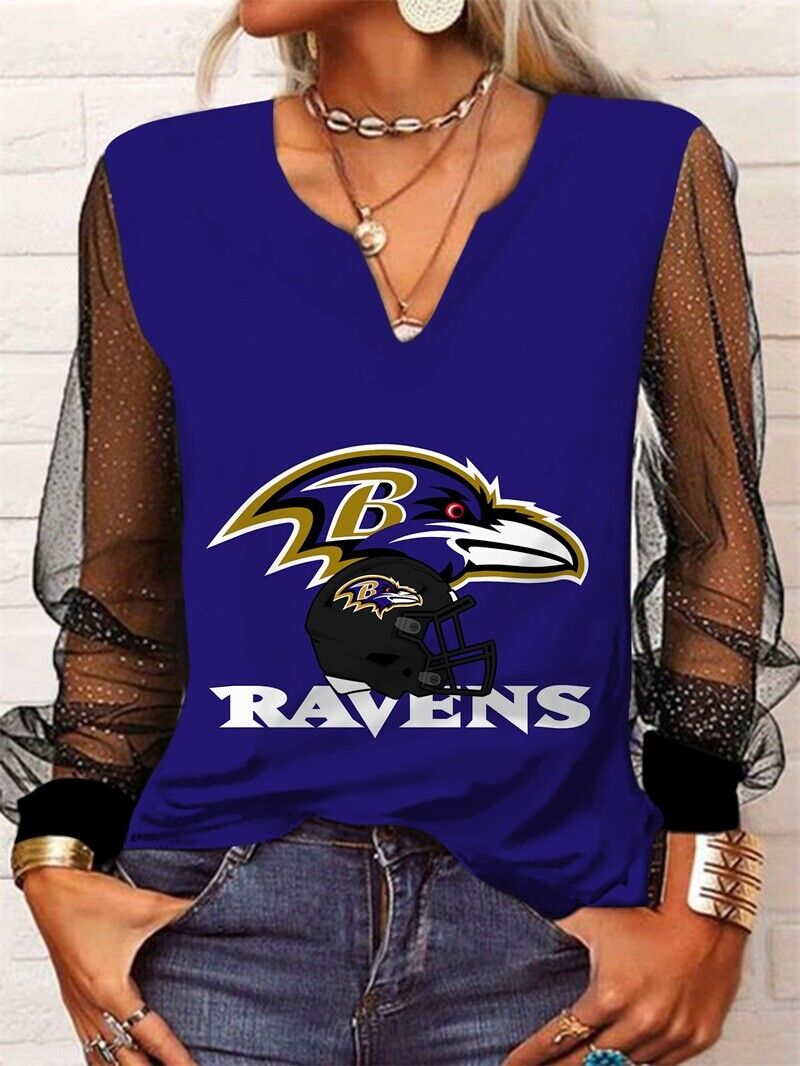 Baltimore Ravens Long Sleeve V-neck Lace Shirt