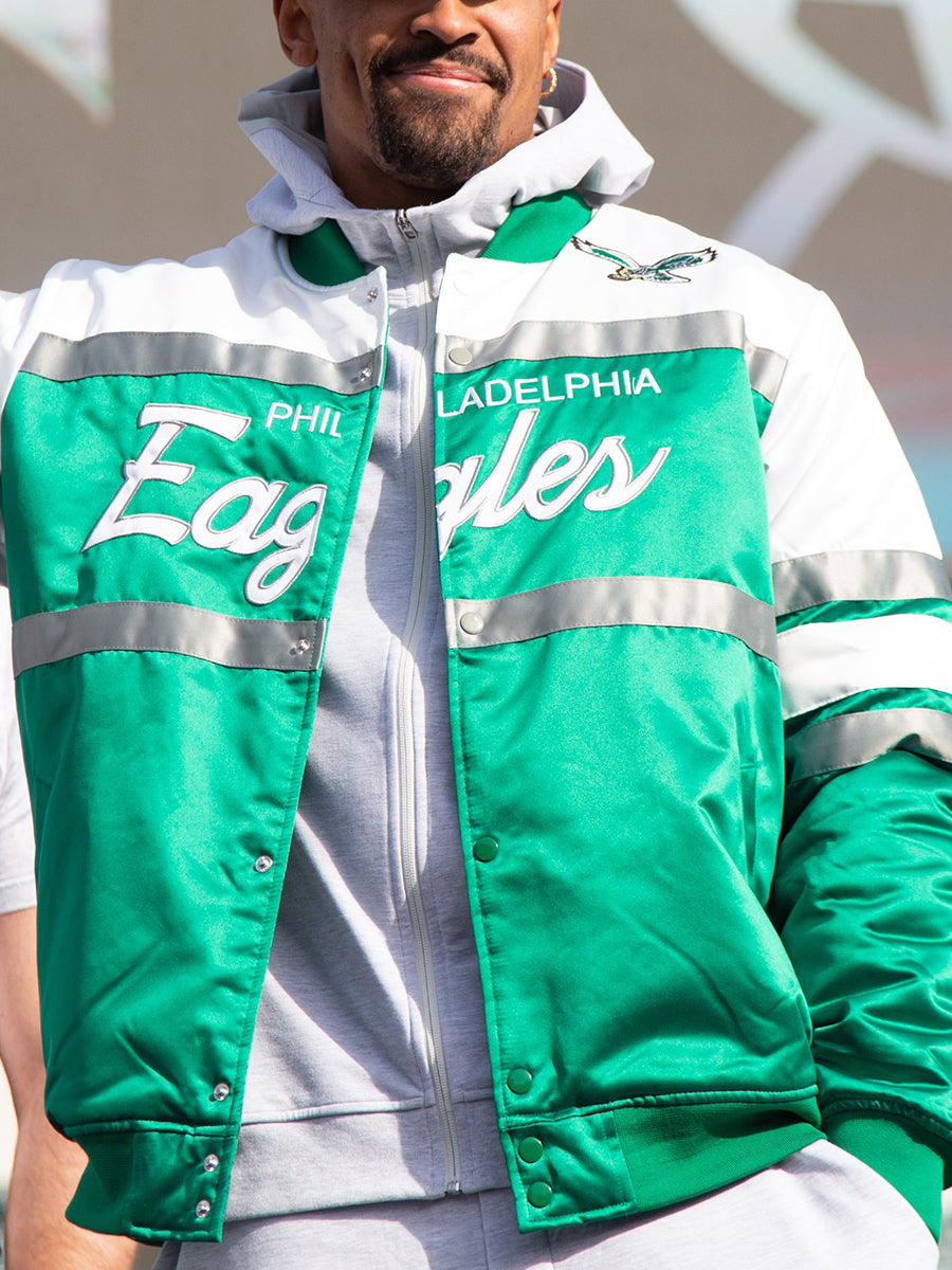 Philadelphia Eagles Scial Script Heavyweight Satin Jacket