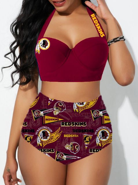 W redskins Sexy Print Bikini Swimsuit