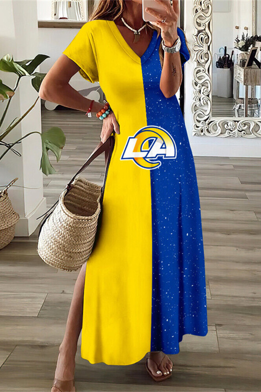 Los Angeles Rams V-Neck Sexy Side Slit Long Dress