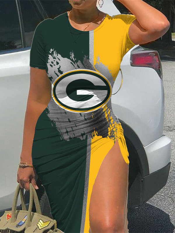 Green Bay Packers Women's Slit Bodycon Dress