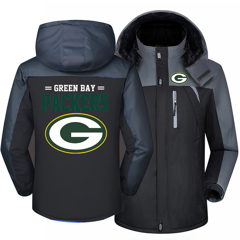 Green Bay Packers Warm Hoodie Fleece Coat Winter Jacket Coat Ski Suit