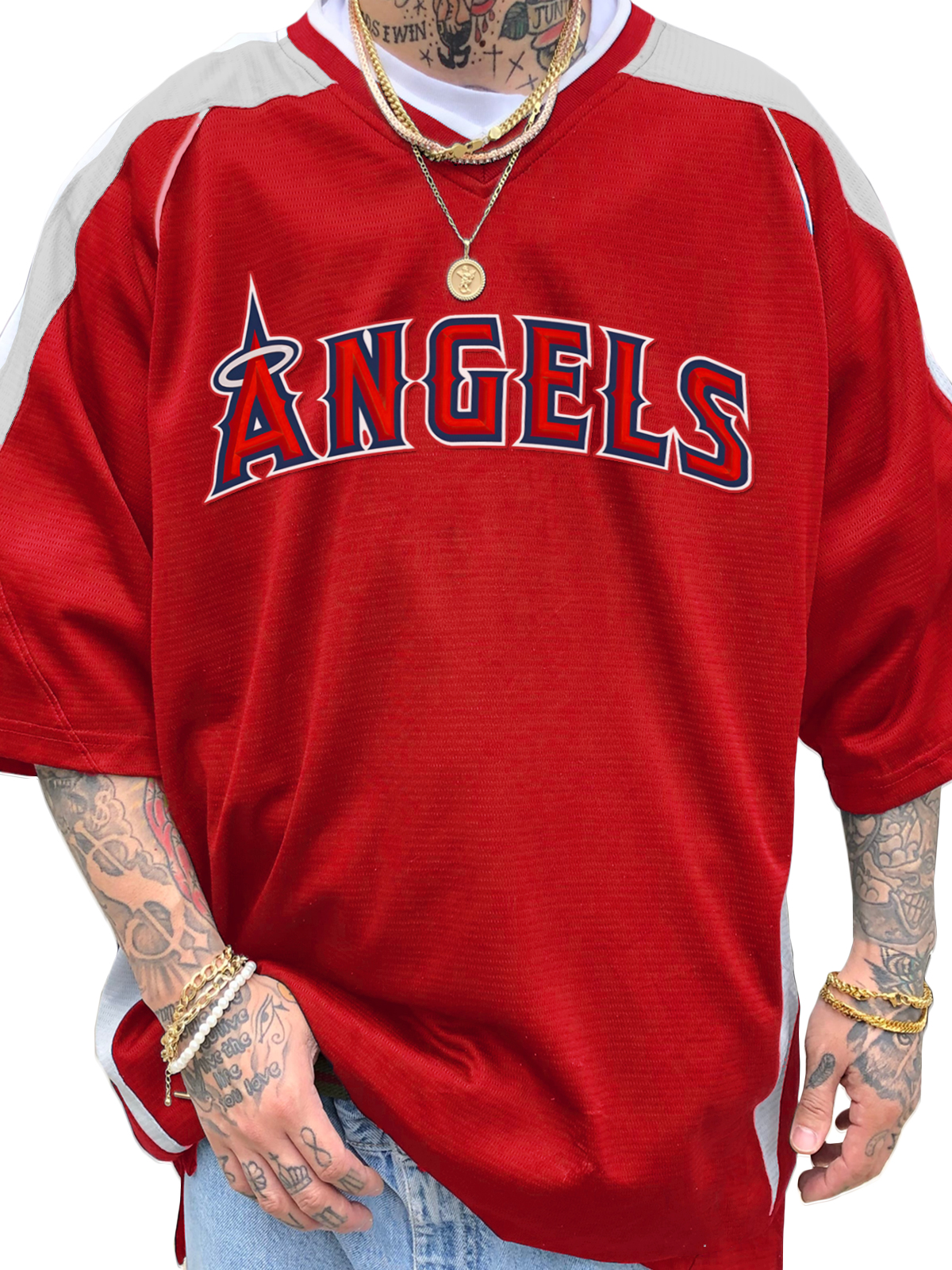 Los Angeles Angels Short Sleeve V-Neck Jersey Shirt