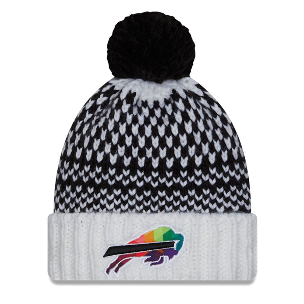 Buffalo Bills Women's Black/White 2023 Crucial Catch Cuffed Pom Knit Hat