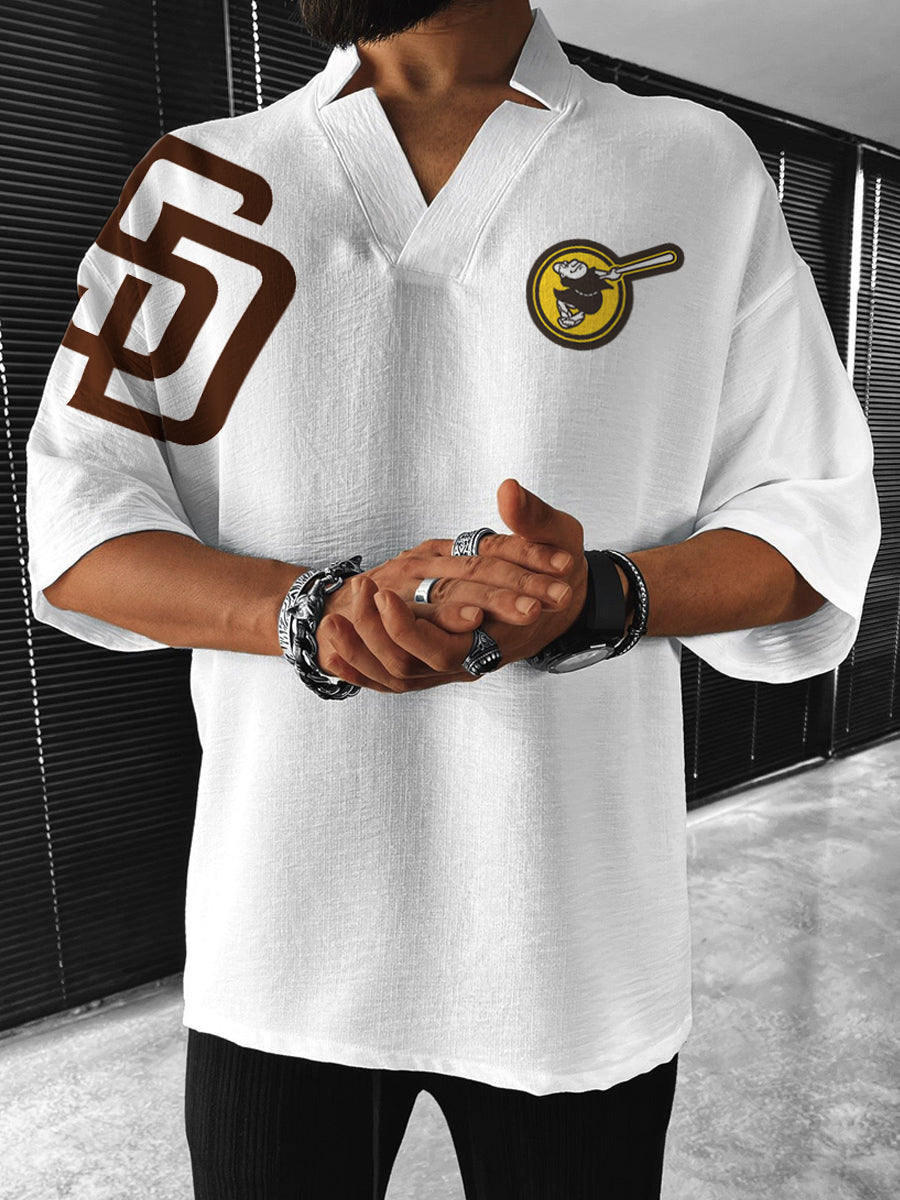 San Diego Padres MLB Men's Comfortable V-Neck Short Sleeve Top