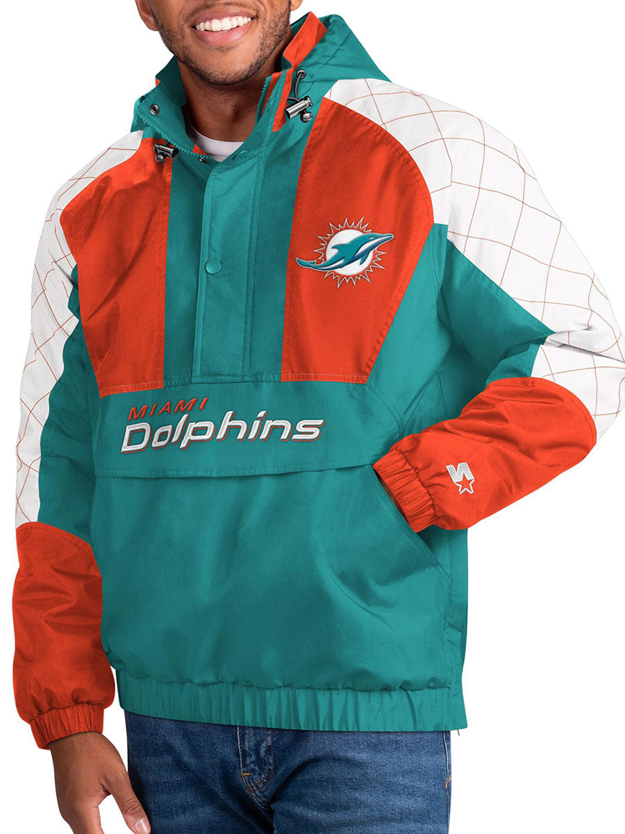Miami Dolphins Check Half-Snap Pullover Jacket