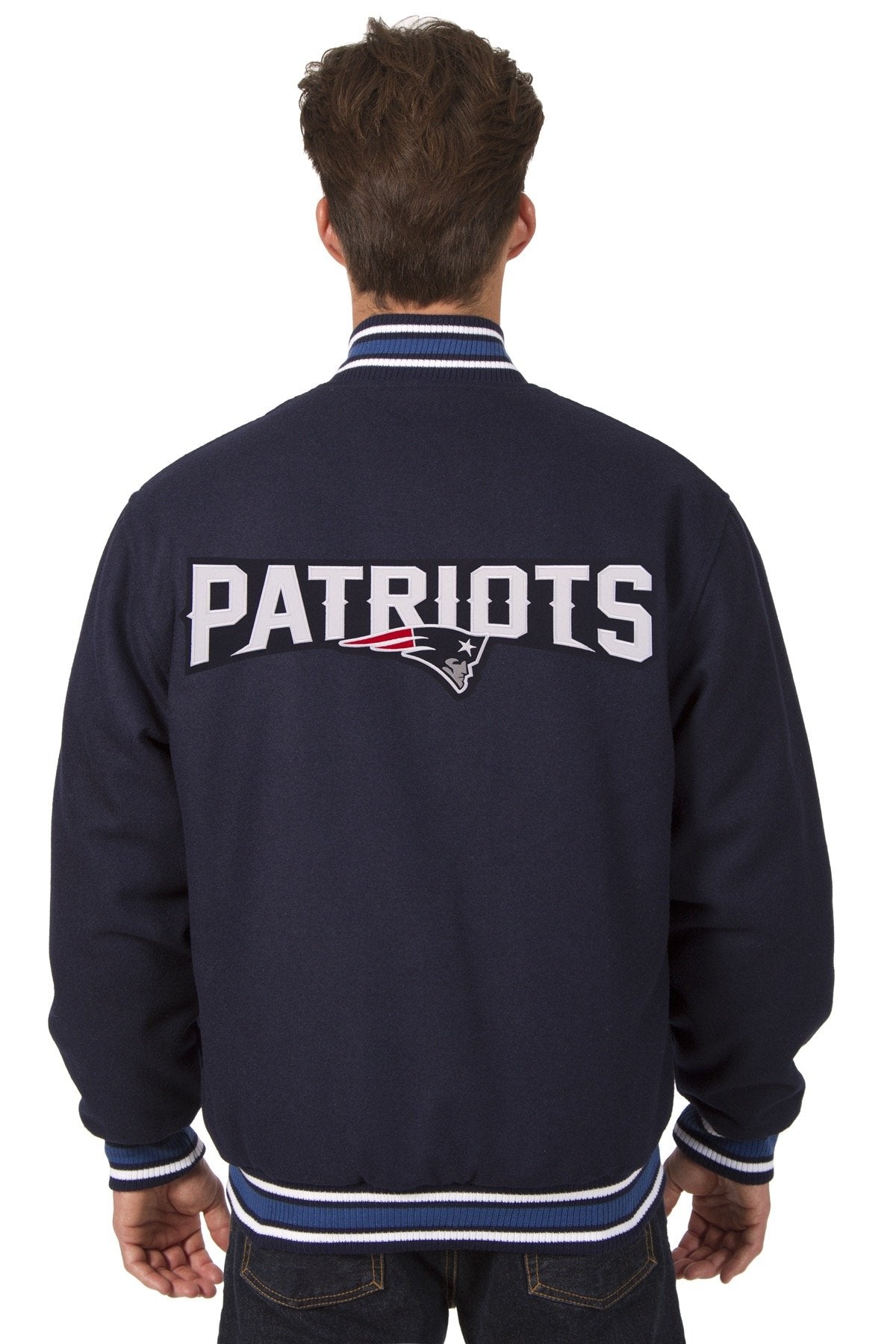 New England Patriots All-Wool Reversible Jacket (Front and Back Logos)