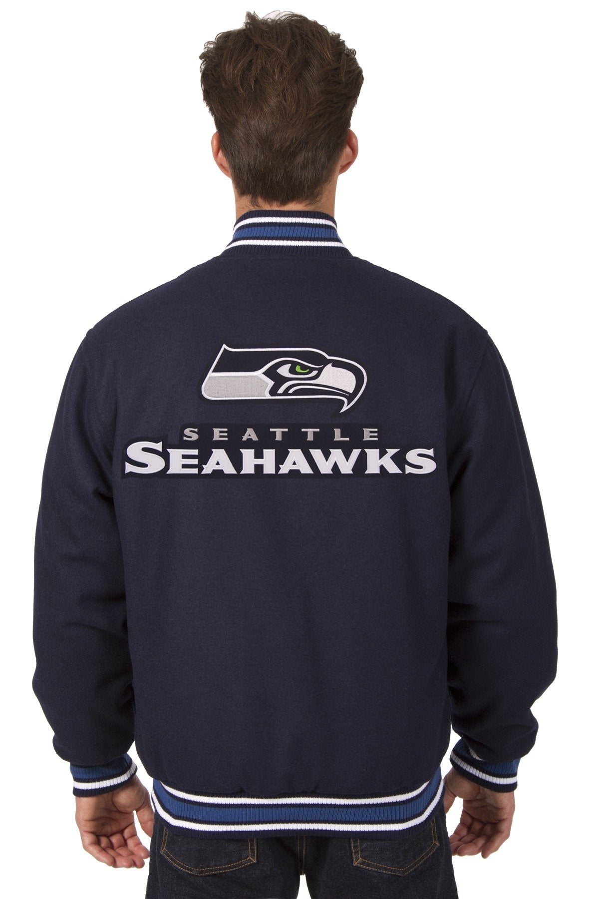 Seattle Seahawks All-Wool Reversible Jacket (Front and Back Logos)