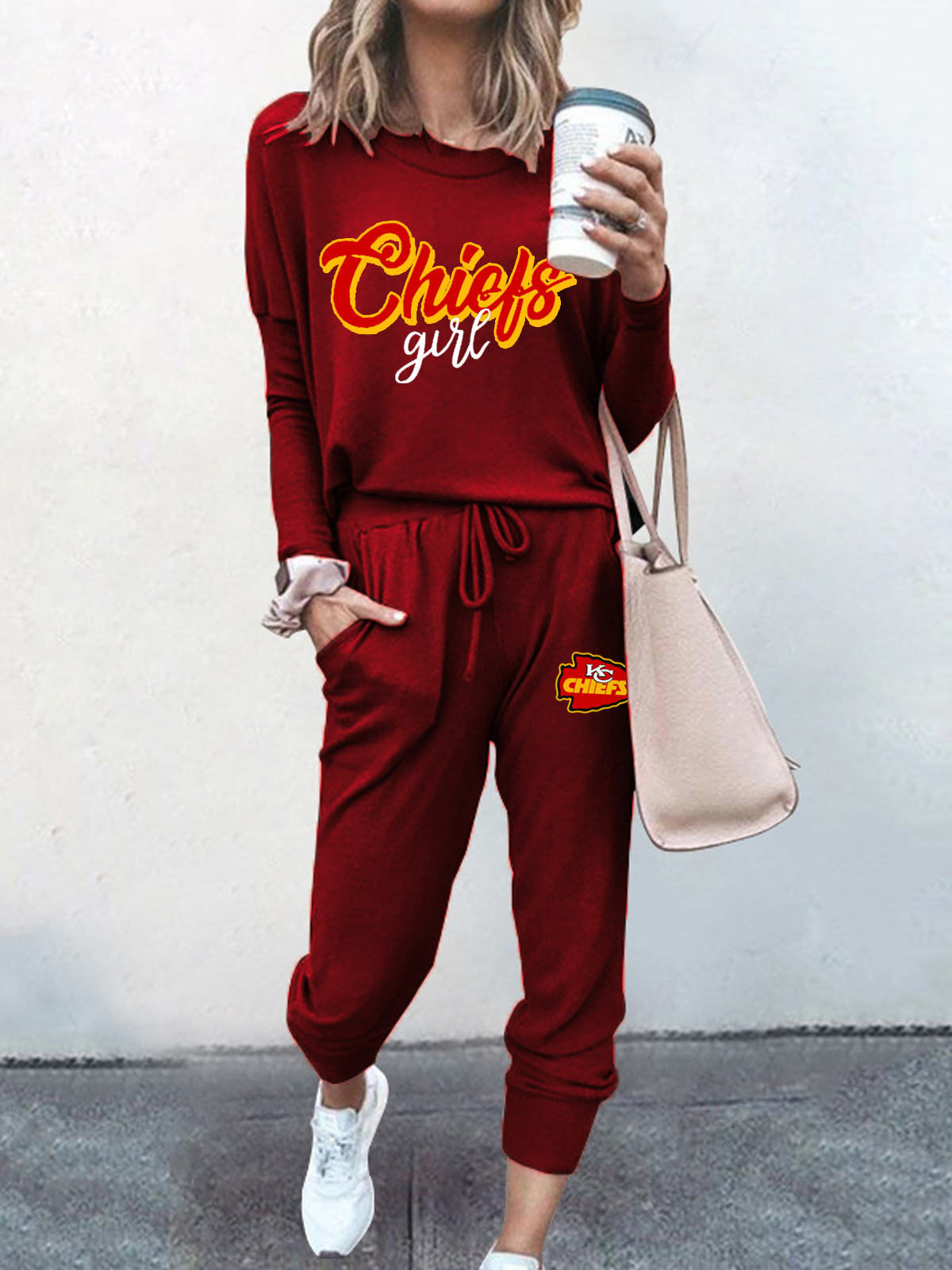 Kansas City Chiefs Fashion Long Sleeve Casual Two Piece Suit