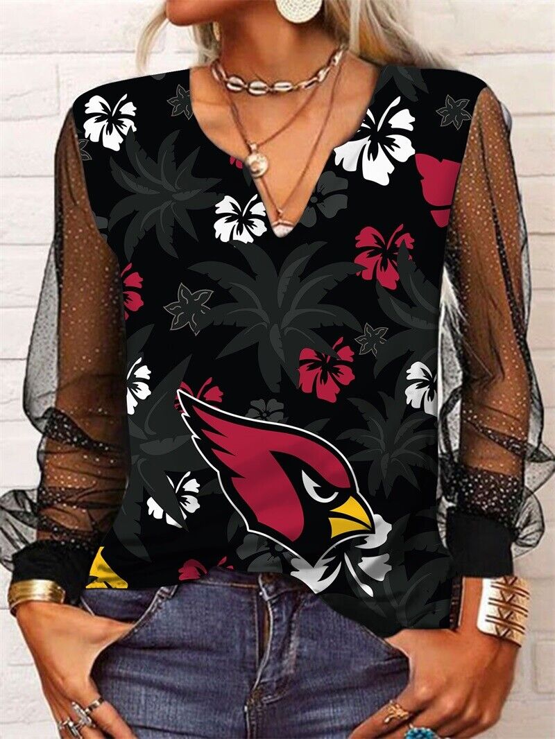Arizona Cardinals Long Sleeve V-neck Lace Shirt