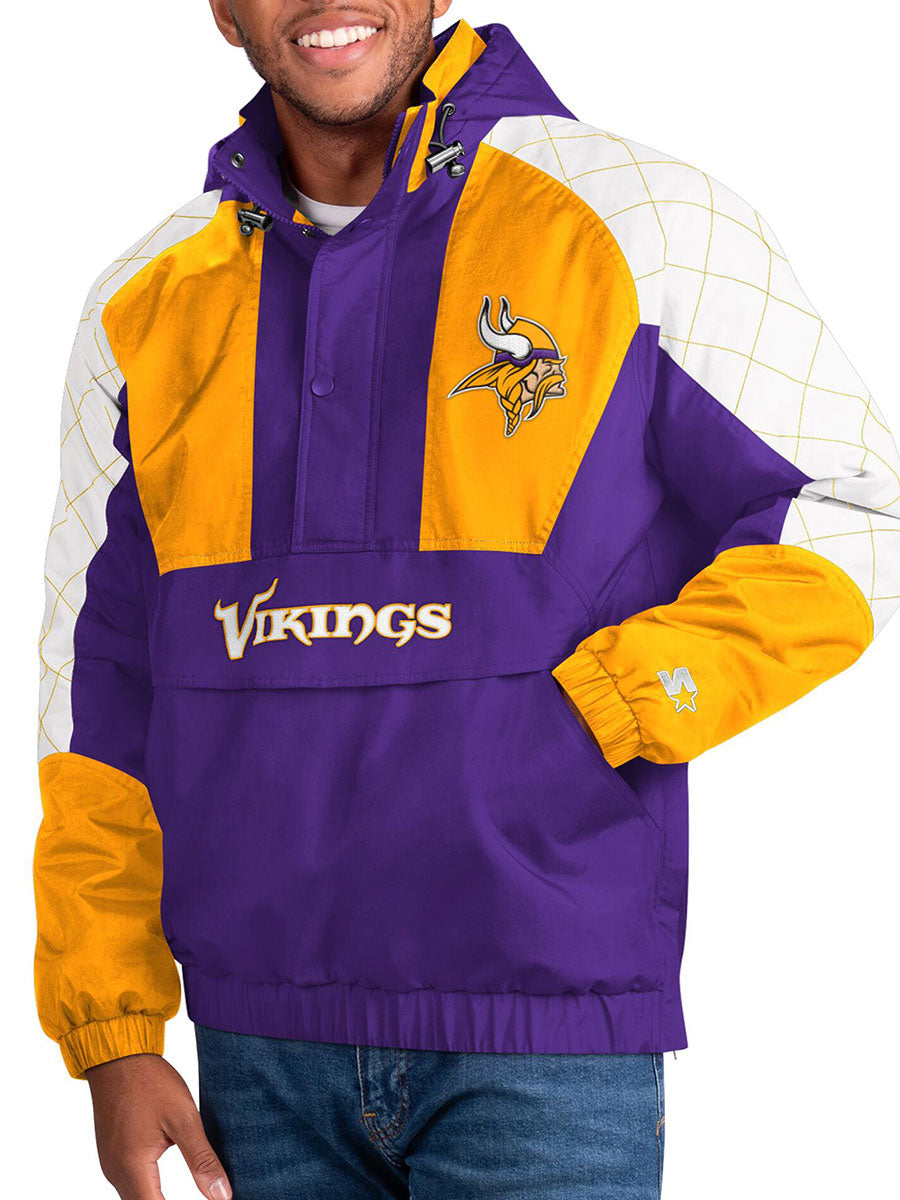 Minnesota Vikings Check Half-Snap Pullover Jacket