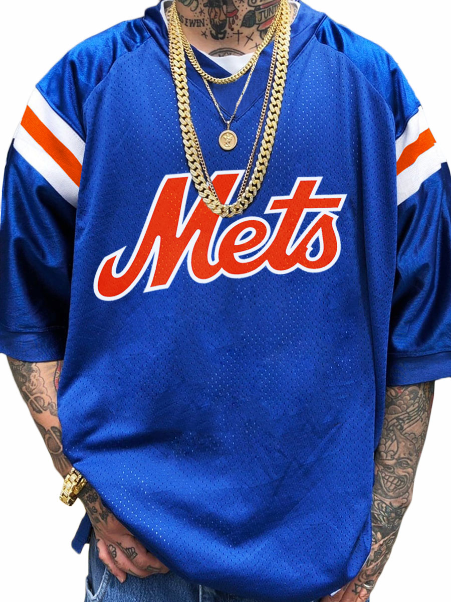 New York Mets MLB Men's Fashion V-Neck Short Sleeve Jersey