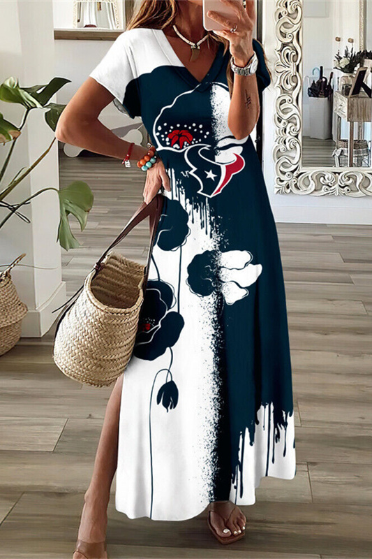 V-Neck Sexy Side Slit Long Dress