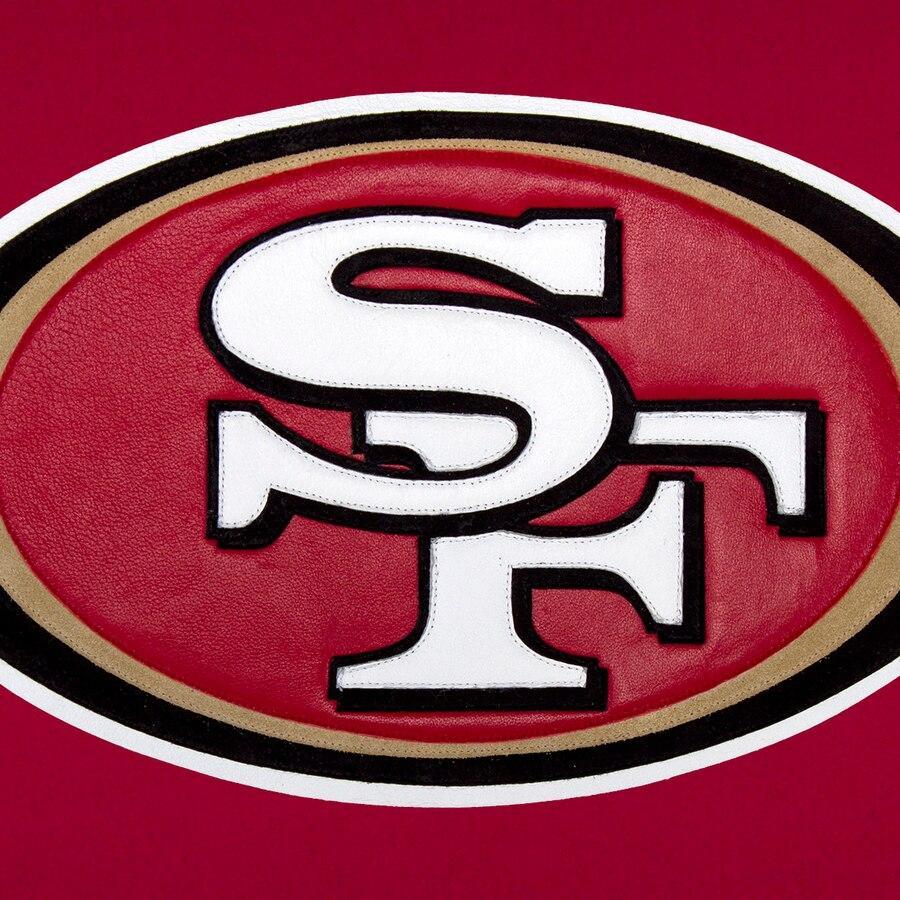 SAN FRANCISCO 49ERS JH DESIGN WOOL & LEATHER FULL-SNAP JACKET - SCARLET/CREAM