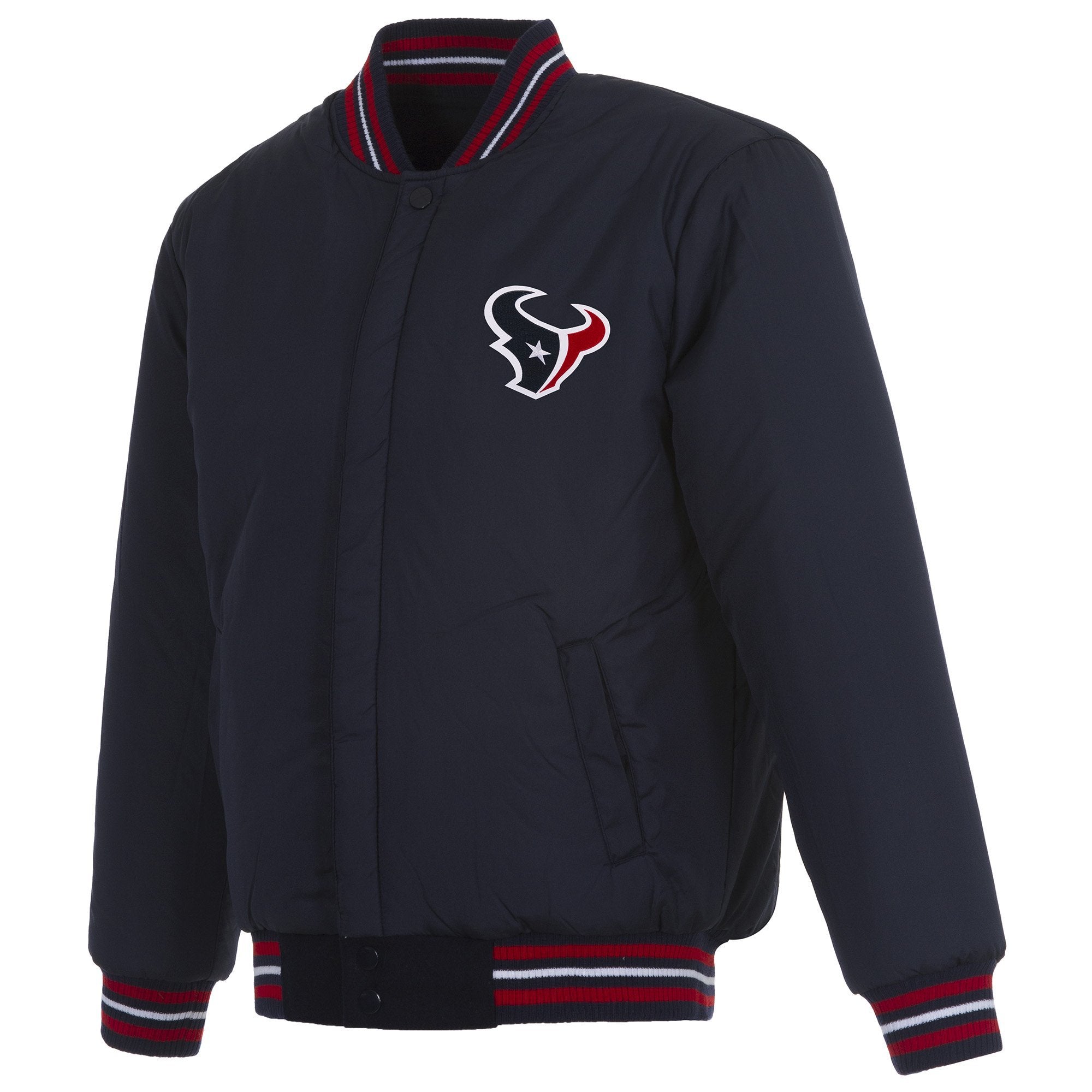 HOUSTON TEXANS REVERSIBLE WOOL JACKET - NAVY
